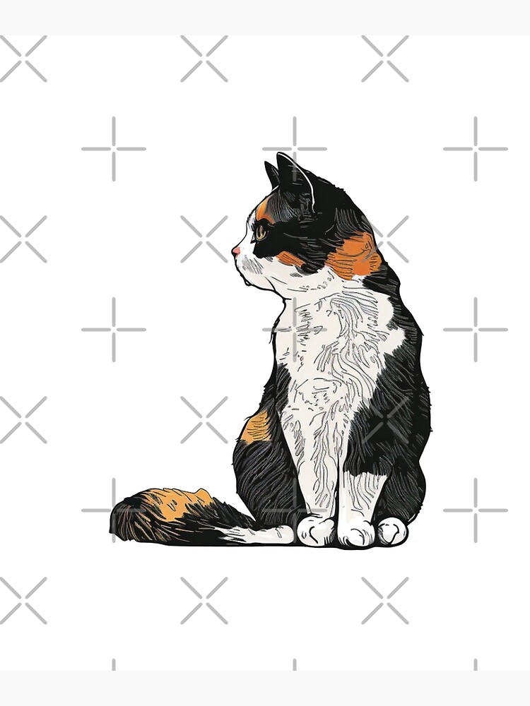 Disover Calico Cat Drawing Premium Matte Vertical Poster