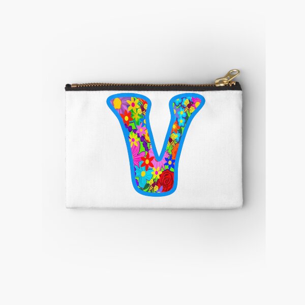 Item preview, Blue Floral Alphabet Letter V – Colorful Boho Psychedelic Flower Typography Art designed and sold by Vividality.