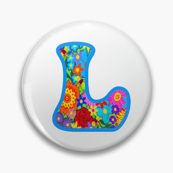 Item preview, Blue Floral Alphabet Letter L – Colorful Boho Psychedelic Flower Typography Art designed and sold by Vividality.