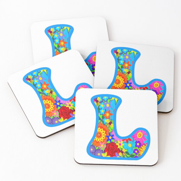 Item preview, Blue Floral Alphabet Letter L – Colorful Boho Psychedelic Flower Typography Art designed and sold by Vividality.