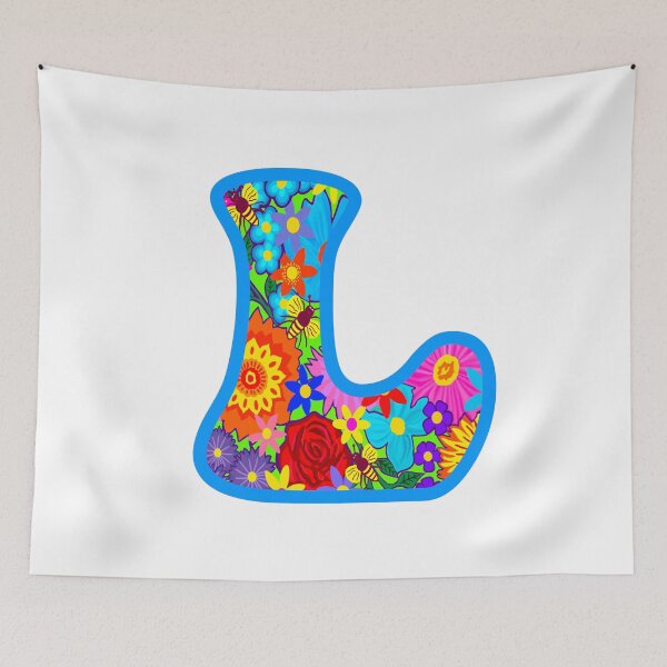 Item preview, Blue Floral Alphabet Letter L – Colorful Boho Psychedelic Flower Typography Art designed and sold by Vividality.