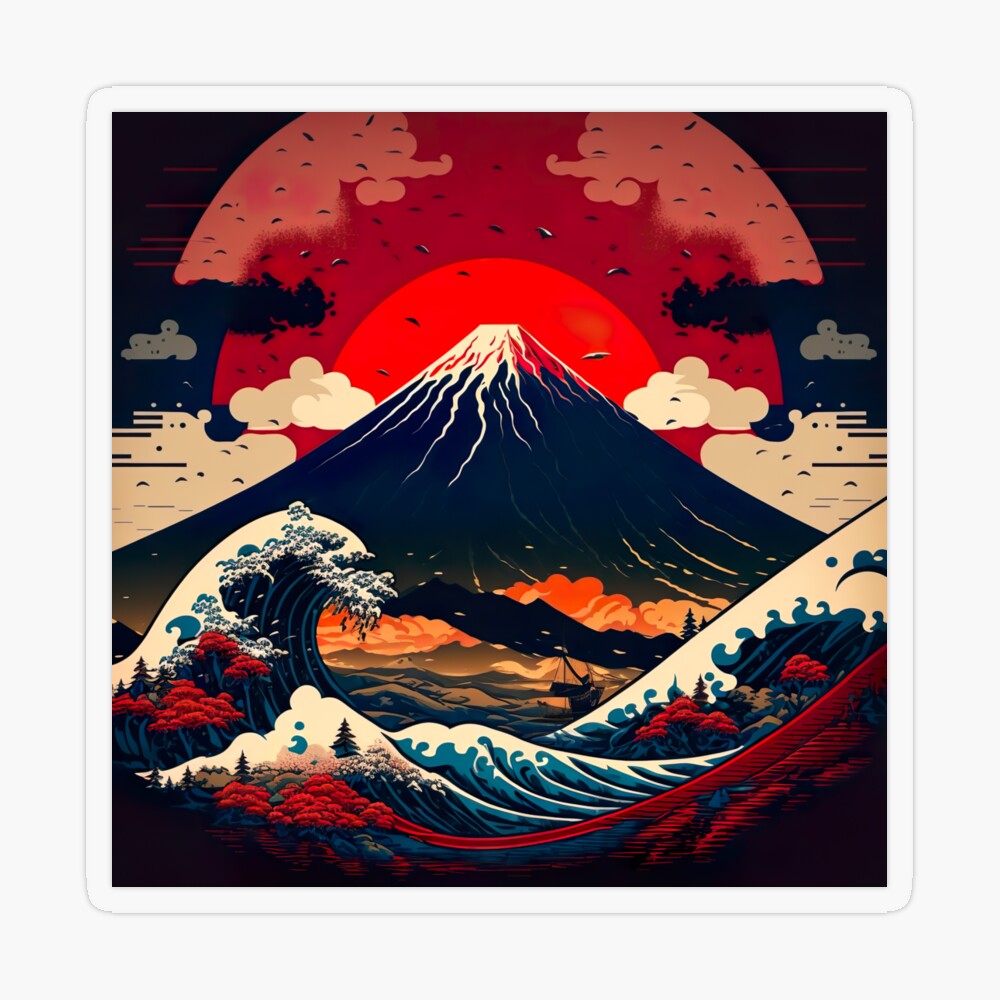 Ukiyo-e style Mount Fuji in Japan Poster for Sale by