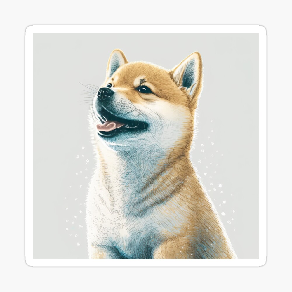 Shiba Inu Dog Realistic Drawing Happy and Laughing