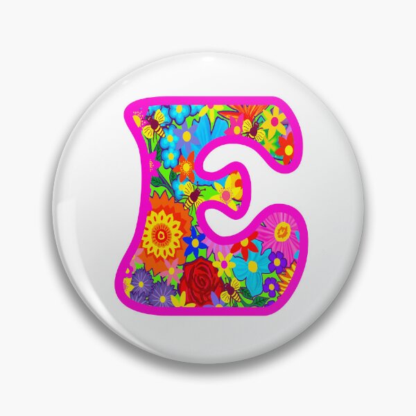 Item preview, Pink Floral Alphabet Letter E – Colorful Boho Psychedelic Flower Typography Art designed and sold by Vividality.