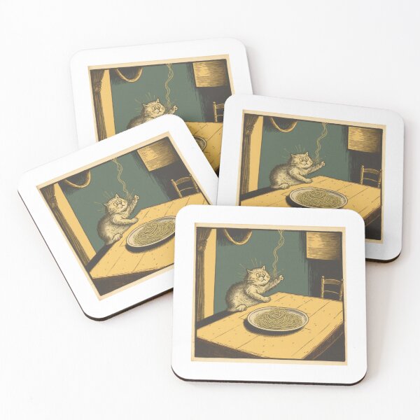 Item preview, cat eating spaghetti designed and sold by okamitouch.