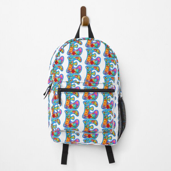 Item preview, Blue Floral Alphabet Letter E – Colorful Boho Psychedelic Flower Typography Art designed and sold by Vividality.