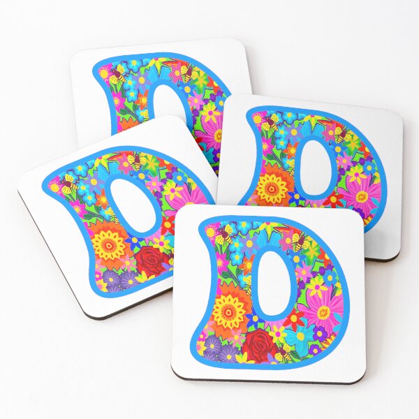 Item preview, Blue Floral Alphabet Letter D – Colorful Boho Psychedelic Flower Typography Art designed and sold by Vividality.