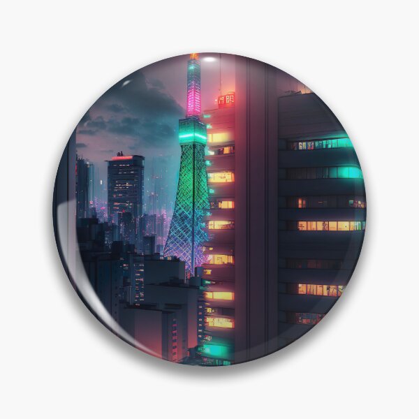 Item preview, Futuristic Tokyo Japan Neon Style Illustration designed and sold by unrealartwork.