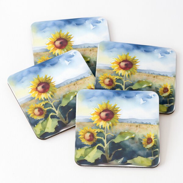 Item preview, Watercolor Sunflowers in a Summer Field designed and sold by InspiredPamjoy.