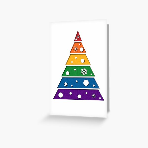 Minimalist Christmas Tree in LGBTQIA Rainbow Pride Flag Colors Greeting Card