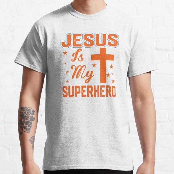 t shirt with jesus and superheroes