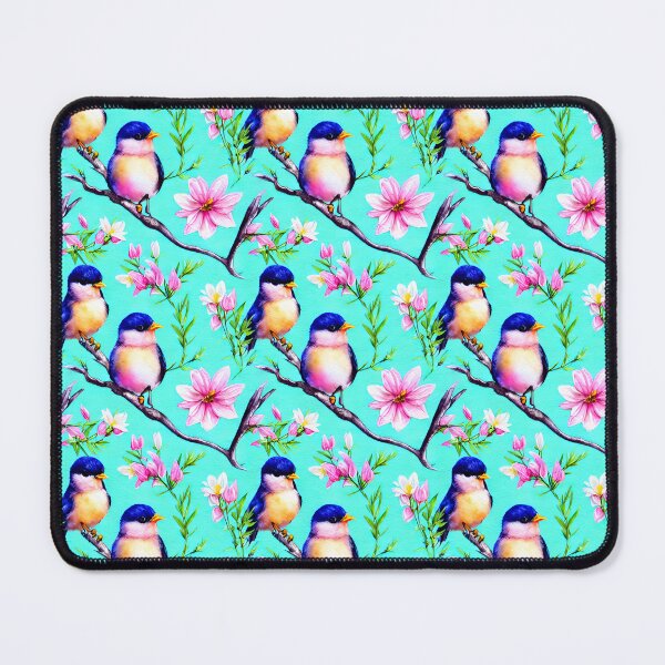 Item preview, Turquoise and Pink Flowers Spring Birds Floral designed and sold by Sweet  Zoe Shop.
