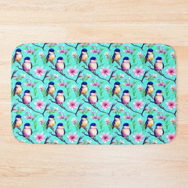 Item preview, Turquoise and Pink Flowers Spring Birds Floral designed and sold by Sweet  Zoe Shop.