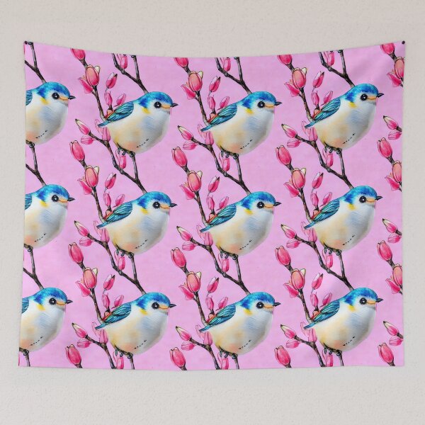Item preview, Blue Birds Spring Flowers designed and sold by Sweet  Zoe Shop.