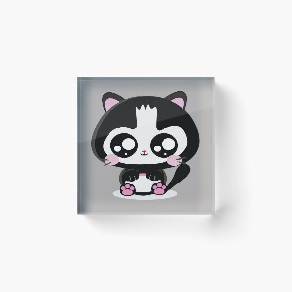 Item preview, Kawaii Gato preto e Branco com bochechas rosadas designed and sold by GirlaineSQ.