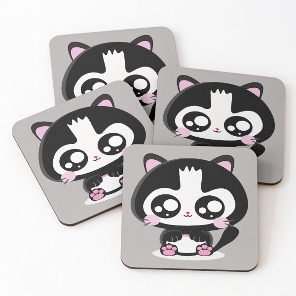 Item preview, Kawaii Gato preto e Branco com bochechas rosadas designed and sold by GirlaineSQ.