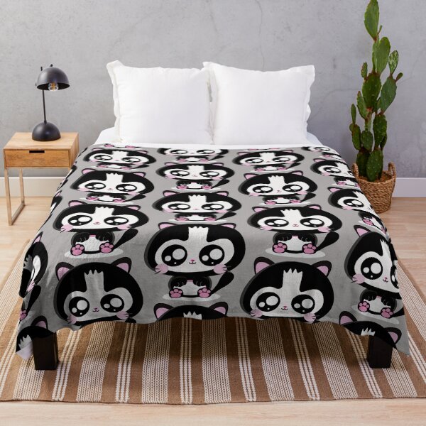 Item preview, Kawaii Gato preto e Branco com bochechas rosadas designed and sold by GirlaineSQ.