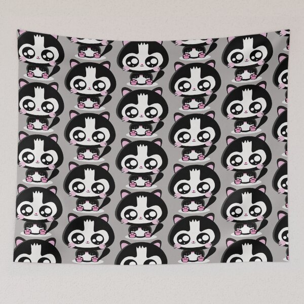 Item preview, Kawaii Gato preto e Branco com bochechas rosadas designed and sold by GirlaineSQ.