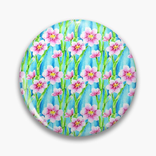 Item preview, Watercolor Style Pink Flowers Aqua Background Pattern designed and sold by Sweet  Zoe Shop.