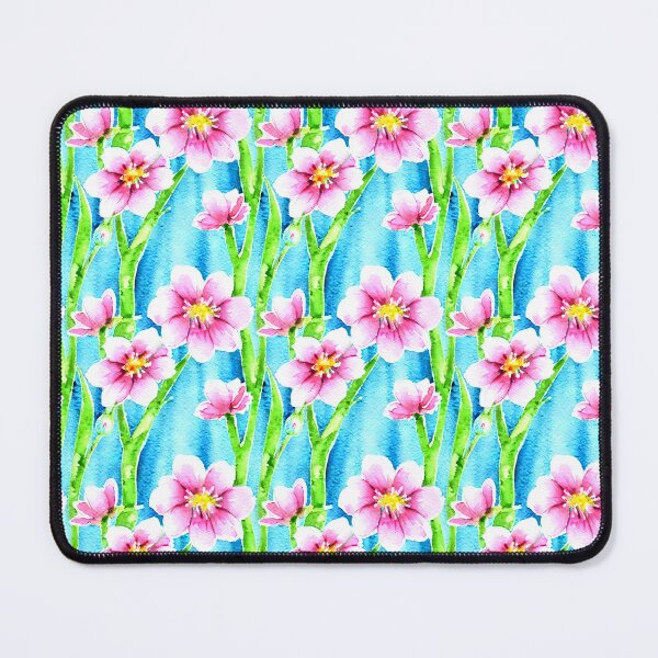 Item preview, Watercolor Style Pink Flowers Aqua Background Pattern designed and sold by Sweet  Zoe Shop.