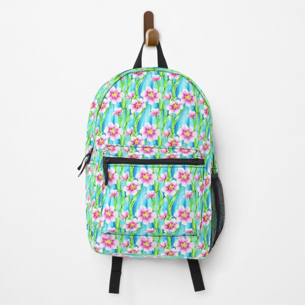 Item preview, Watercolor Style Pink Flowers Aqua Background Pattern designed and sold by Sweet Zoe Shop.