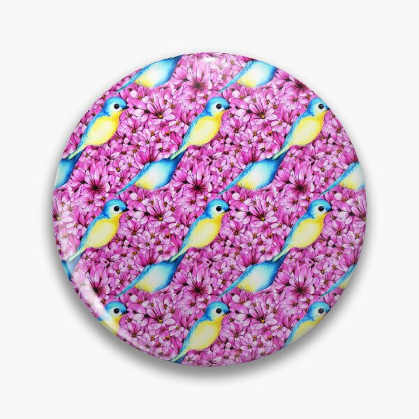 Item preview, Bright Pink Flowers Blue Birds designed and sold by Sweet  Zoe Shop.