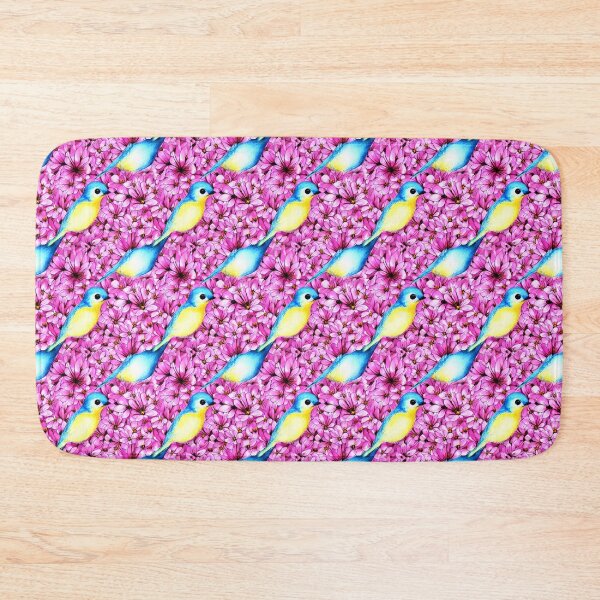 Item preview, Bright Pink Flowers Blue Birds designed and sold by Sweet  Zoe Shop.