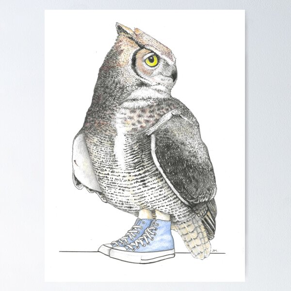 Item preview, Great Horned Owl in High Tops designed and sold by JimsBirds.