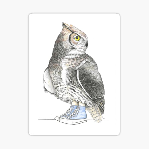 Item preview, Great Horned Owl in High Tops designed and sold by JimsBirds.