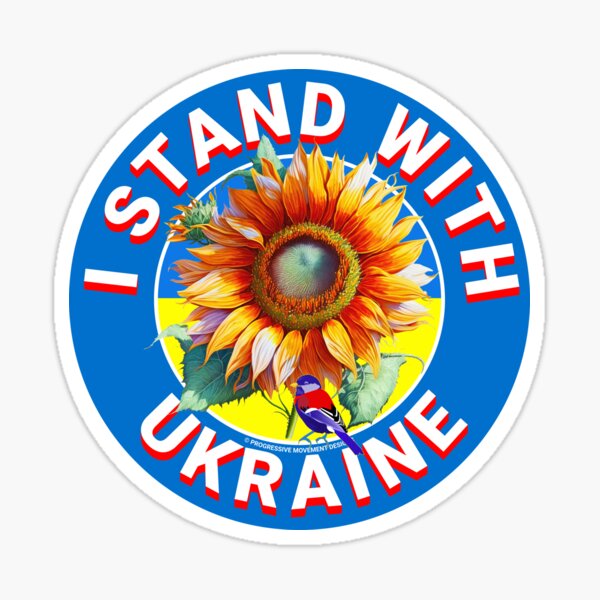 Item preview, PMD00457 Progressive Movement Designs I Stand With Ukraine Sunflowers peace symbol for Progressives or Democrats or Bernie Sanders supporters designed and sold by ProgressiveLeft.