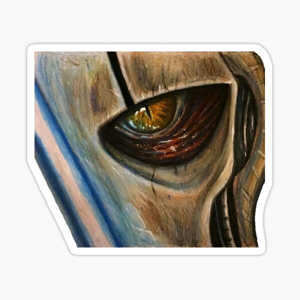 Vista previa del artículo con la obra «Etiqueta engomada del primer plano del General Grievous», diseñado y vendido por Caden4444.