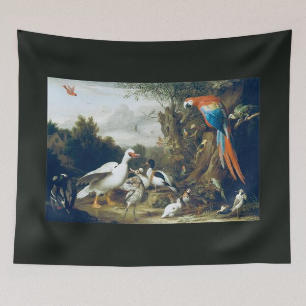Item preview, A Macaw, Ducks, Parrots and Other Birds in a Landscape by Jacob Bogdani (digitally enhanced)  designed and sold by Amanda1775.