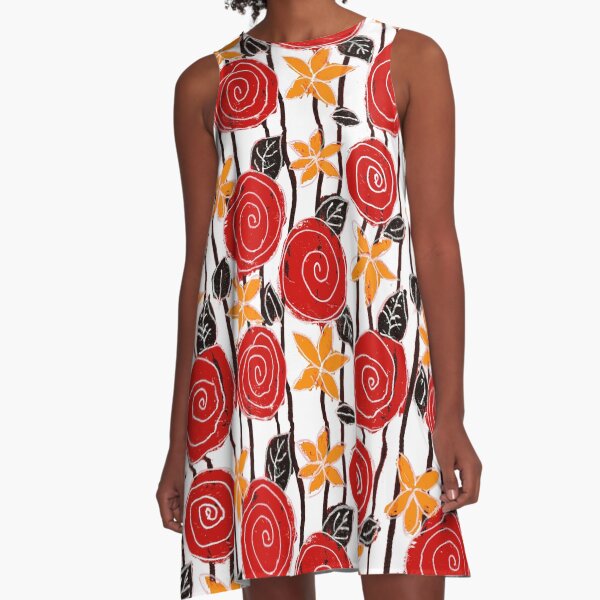 Summers Evening Simple Florals A-Line Dress