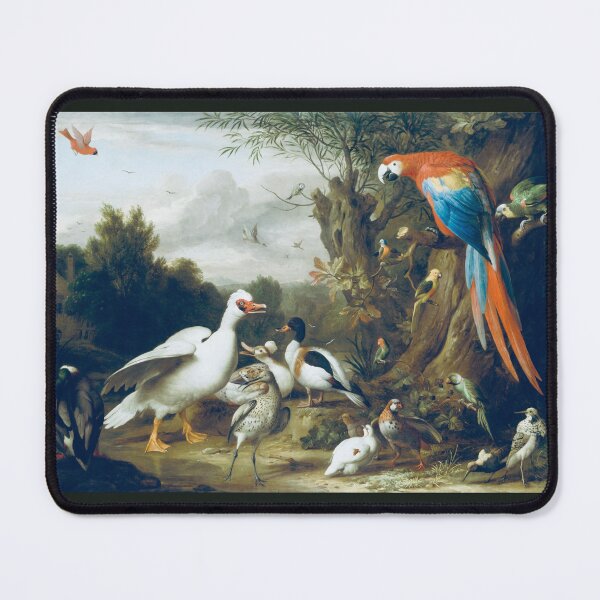 Artikelvorschau, Ein Ara, Enten, Papageien und andere Vögel in einer Landschaft von Jacob Bogdani (digital verbessert) entworfen und verkauft von Amanda1775.
