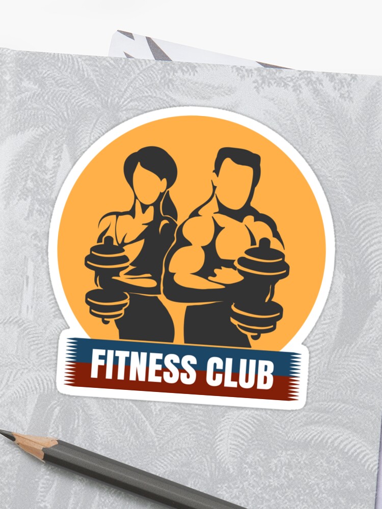 Man And Woman Fitness Club Logo Design Sticker By Devaleta