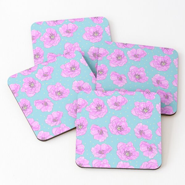 Item preview, Pink Watercolour roses on blue designed and sold by BirdsNatureArt.