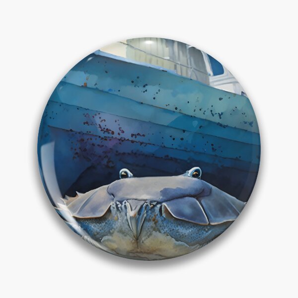 Item preview, Cobalt Beauty: The Striking Blue Crab on a Weathered Boat designed and sold by ThreadofHonor.