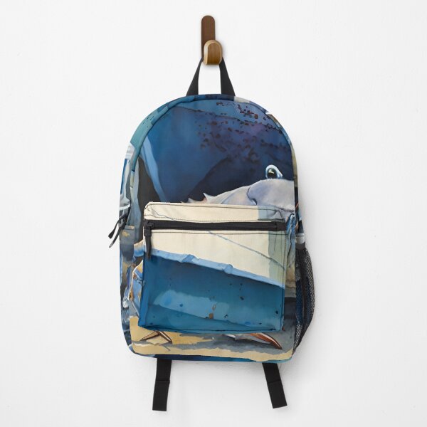 Item preview, Cobalt Beauty: The Striking Blue Crab on a Weathered Boat designed and sold by ThreadofHonor.