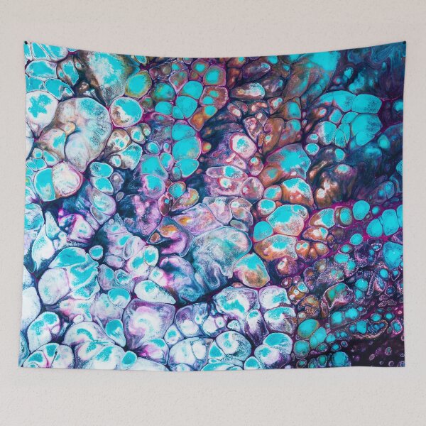 Item preview, Teal Bloom 2 - Original Fluid Acrylic Abstract Painting designed and sold by lumino-one.