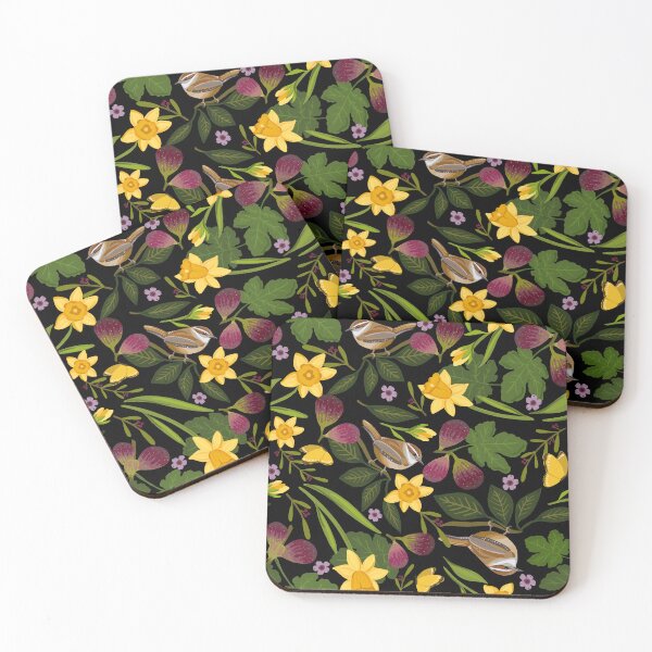 Item preview, Jenny Daffodil and Fig Pattern Black designed and sold by Daisy Ring Art.