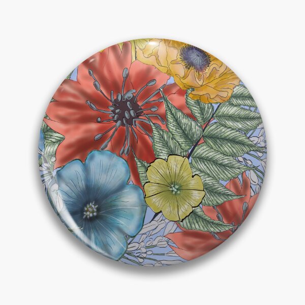 Item preview, Floral Digital Pattern Red & Blue designed and sold by BirdsNatureArt.