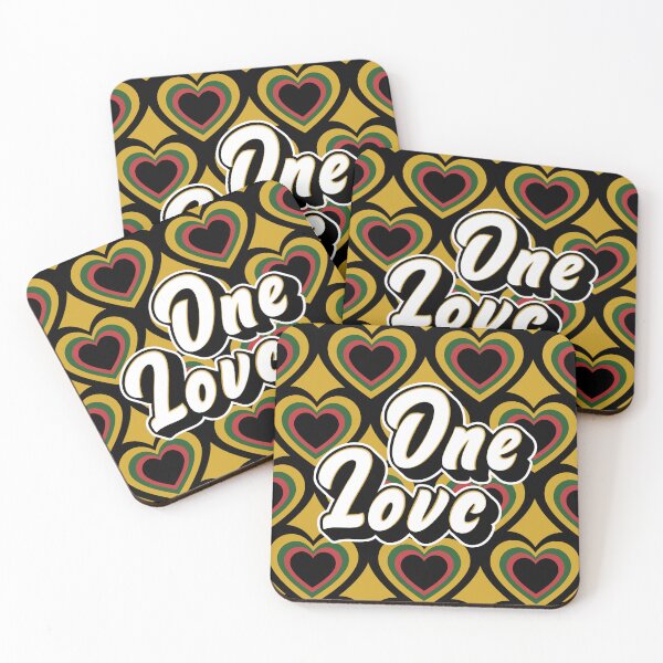 Item preview, One Love Retro Hearts designed and sold by Rachel Dash-Williams Creative.