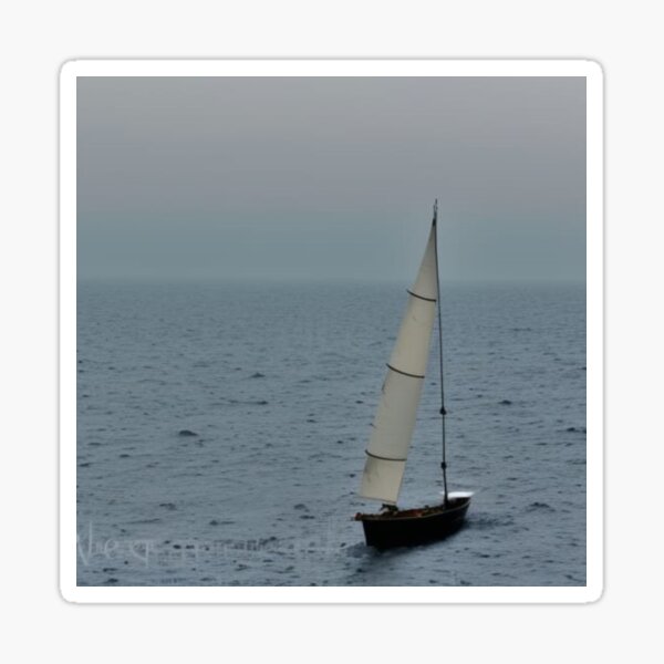 A lonely sail turns white in the blue mist of the sea! Waves play - the wind whistles, and the masts bend and creak Sticker