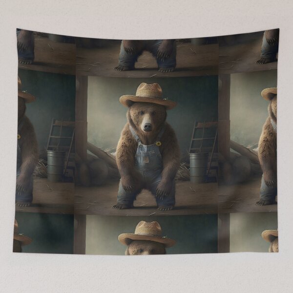 Item preview, Bear in Overalls- Animal Art designed and sold by Chrisjeffries24.