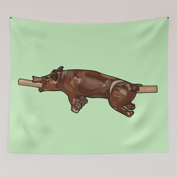 Item preview, Pig roast / hog roast cartoon illustration designed and sold by Misscartoon.