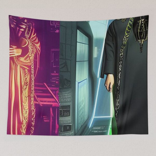 Item preview, Cyberpunk Aleister Crowley The Great Beast of Thelema painted in a Surrealist and Impressionist style designed and sold by Ataraxia  Apparel.