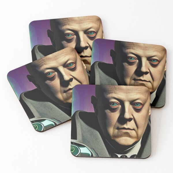 Item preview, Cyberpunk Portrait of  Aleister Crowley The Great Beast of Thelema painted in a Surrealist and Impressionist style designed and sold by Ataraxia  Apparel.