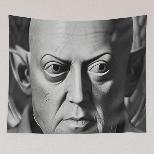 Item preview, Goth Portrait of  Aleister Crowley The Great Beast of Thelema painted in a Surrealist and Impressionist style designed and sold by Ataraxia  Apparel.