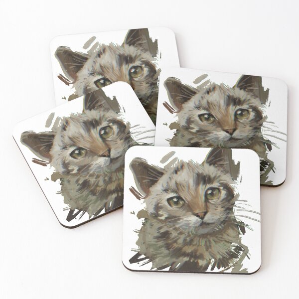 Item preview, Gray Cat Striped in Oil Paint Style - transparent designed and sold by ShapedCube.