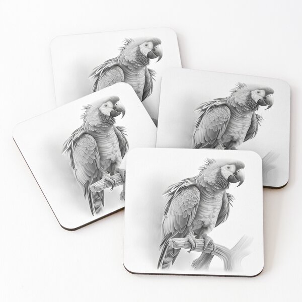 Item preview, Black and white Parrot pencil drawing designed and sold by Pencil-Art.